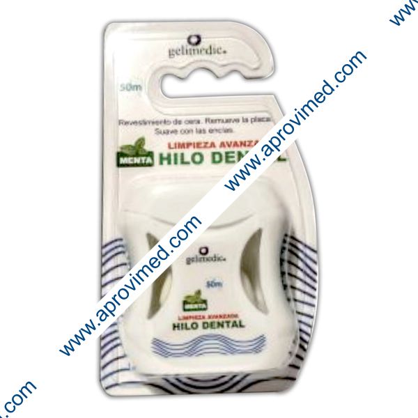 HILO DENTAL (GeliMedic) NYLON CERA Y MENTA Blister c/50 Mts.