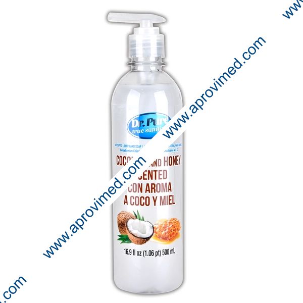 JABON LIQUIDO ANTIBACTERIAL p/MANOS Aroma Coco (Dr. Pure) Fco. c/500 ML.