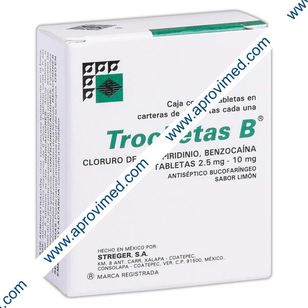 TROCILETAS-B c/3x4 TABS. Sabor Limón 2.5/10 MG.