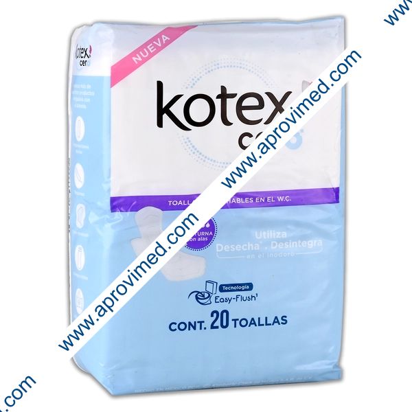 KOTEX CERO NOCTURNA c/ALAS Flujo Súper Abundante c/20 Toallas.
