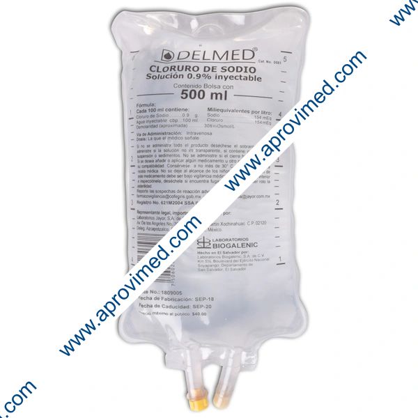 DELMED (Cloruro de Sodio) Sol. Iny. 0.9% Bolsa  500 ML.