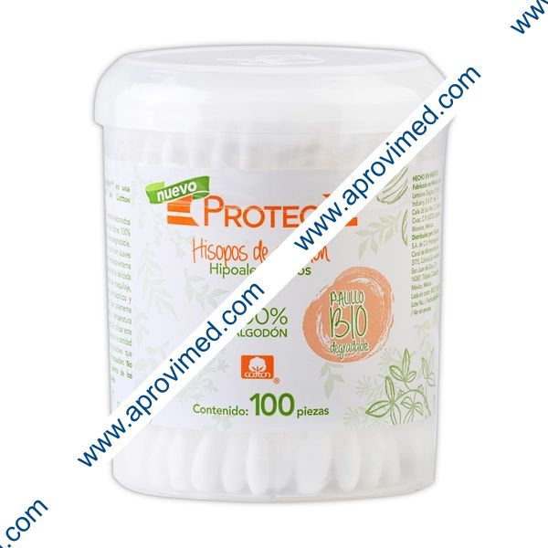 HISOPOS DE ALGODÓN Biodegradables (Protec) Tarro c/100 Pzs.