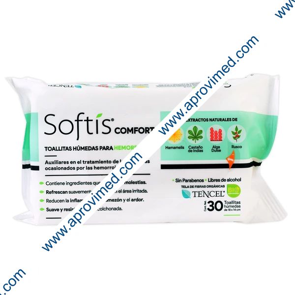SOFTIS COMFORT Toallitas Húmedas p/Hemorroides Paq. c/30 Pzs.