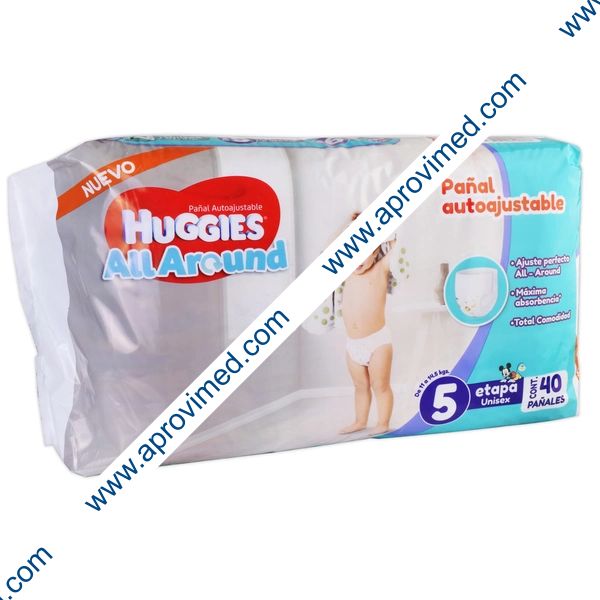 HUGGIES ALL AROUND (Etapa 5 / 11-14.5 Kg.) UNISEX c/40 Pzs.