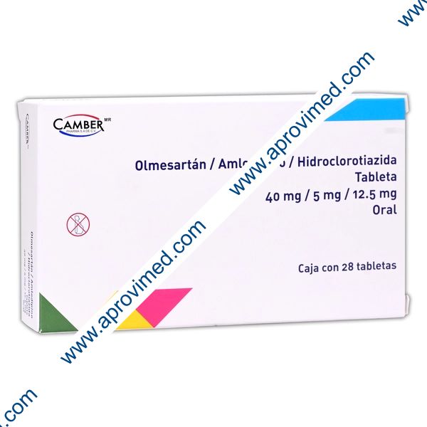 OLMESARTÁN/AMLODIPINO/HIDROCLOROTIAZIDA (Camber) c/28 TABS. 40/5/12.5 MG