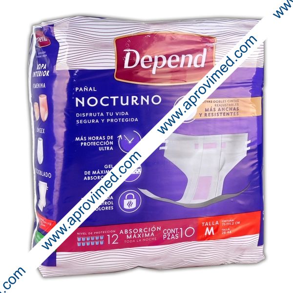 DEPEND NOCTURNO MED. (Talla 28-44 / Cintura 71-111.2cm) UNISEX c/10 Pzs.