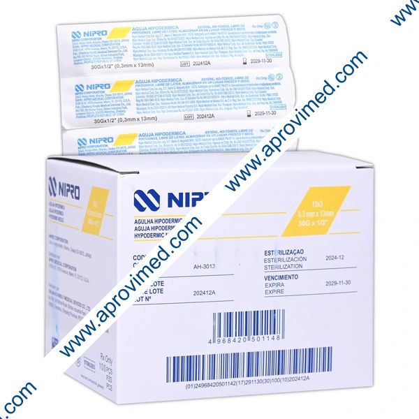 AGUJA HIPODERMICA (Nipro) 30Gx1/2"(13mm) Cja. c/100 Pzs.