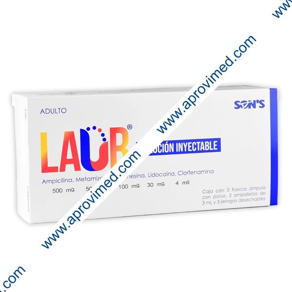 LAUR Adulto Sol. Iny. c/3 FCO. AMP. 500 MG. y 3 Jeringas.