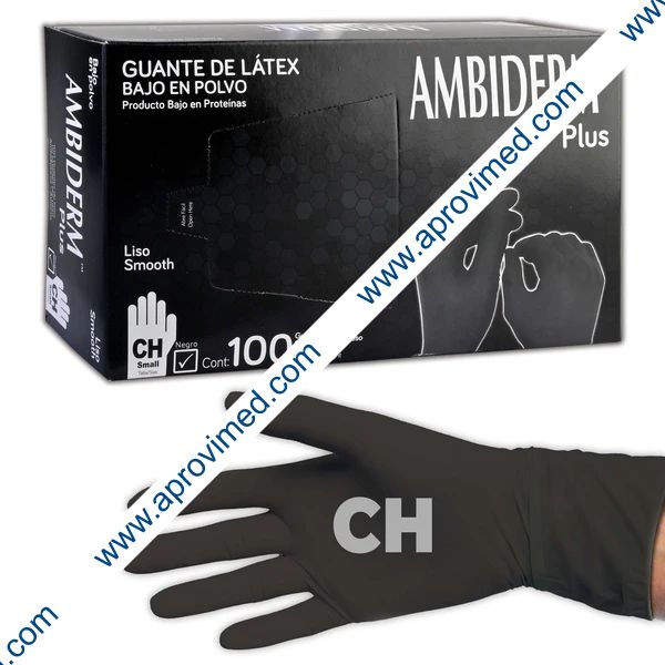AMBIDERM Plus GUANTE LTX EXPLORACIÓN NEGRO No Estéril CH. c/100 Pzs.