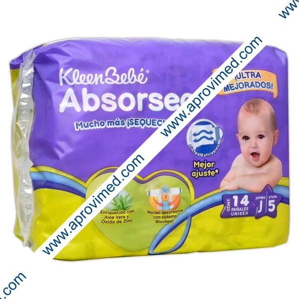 KLEENBEBÉ ABSORSEC UNISEX JUMBO (Etapa 5 / 11-14.5 Kg.) c/14 Pzs.