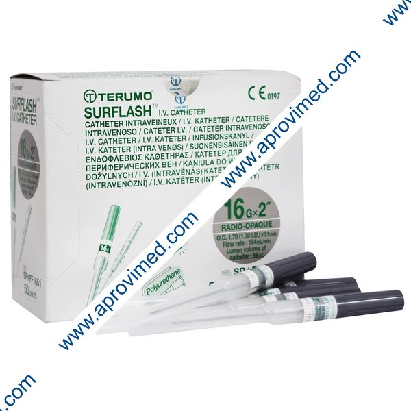 SURFLASH CATÉTER IV Radiopaco 16Gx2"(51mm) Gris c/1 Pza.