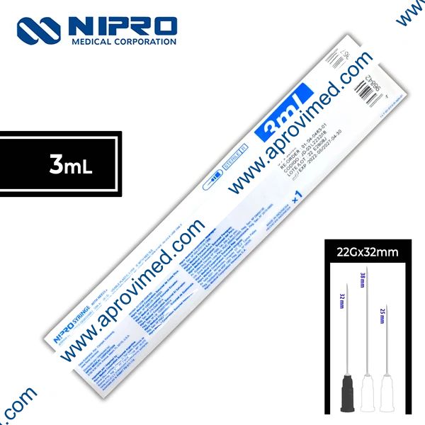 JERINGA  3 mL. (Nipro) c/AGUJA 22Gx32mm. c/1 Pza.