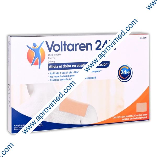 VOLTAREN 24H PARCHE Caja c/5 Pzs. 14x10 CM. 30 MG.