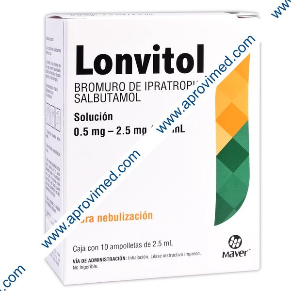 LONVITOL SOL. p/Nebulización c/10 AMPTAS. 0.5-2.5 MG/2.5 ML.