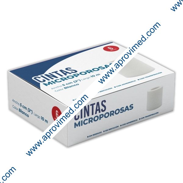 CINTA MICROPOROSA (Codifarma) Rollo Col. Blanco A: 5cm; L: 10m. Caja c/6 Pzs.