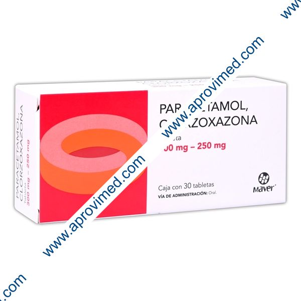 PARACETAMOL/CLORZOXAZONA (Maver) c/30 TABS. 300/250 MG.