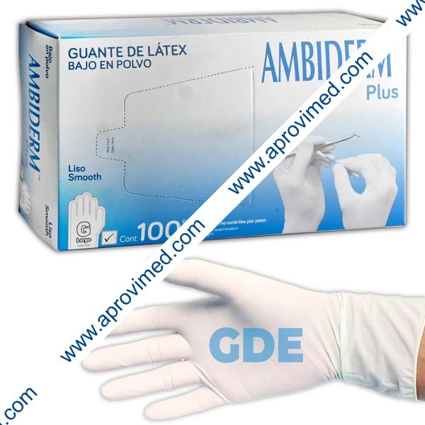 AMBIDERM Plus GUANTE LTX EXPLORACIÓN BLANCO No Estéril GDE. c/100 Pzs.