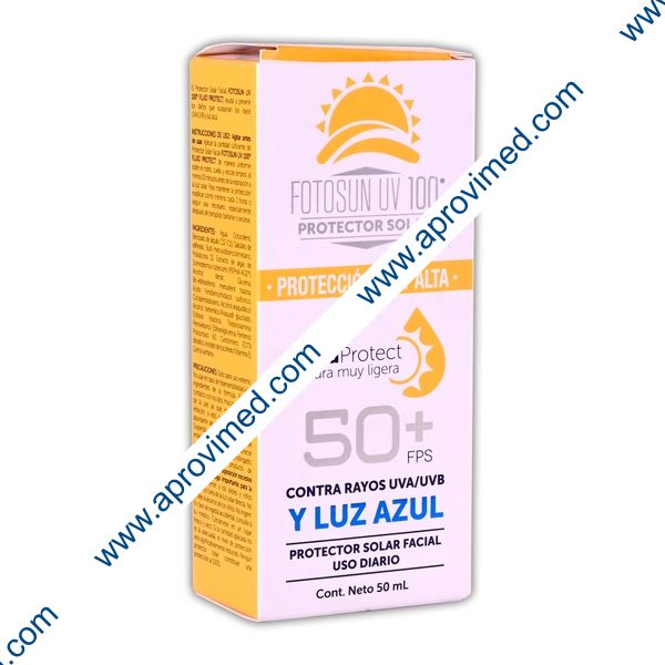FOTOSUN UV 100 Bloqueador Solar Facial FPS50+UVA/UVB y LUZ AZUL Tubo c/50 ML.