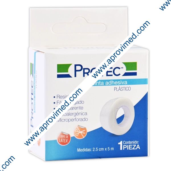 CINTA ADHESIVA PLÁSTICO (Protec) Rollo A: 2.5cm. (1"); L: 5m. Caja c/1 Pza.