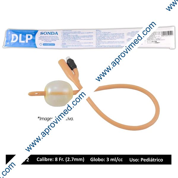 SONDA FOLEY de LÁTEX (DLP) 2V/GLB 3/Cal.  8 Fr. c/1 Pza.