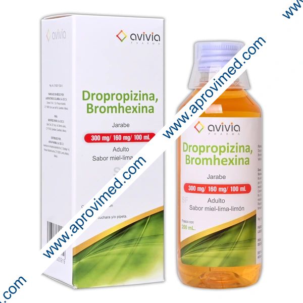 DROPZINA./BROMXINA. (Avivia) JBE. AD. Sab. M-L-L Fco. 200 ML. 300-160 MG/100 ML.