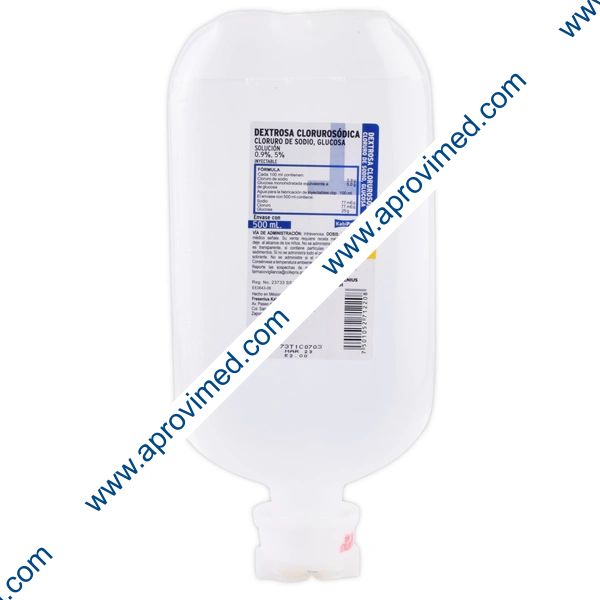 DEXTROSA CLORUROSÓDICA Sol. Iny. 0.9/5% Envase  500 ML.