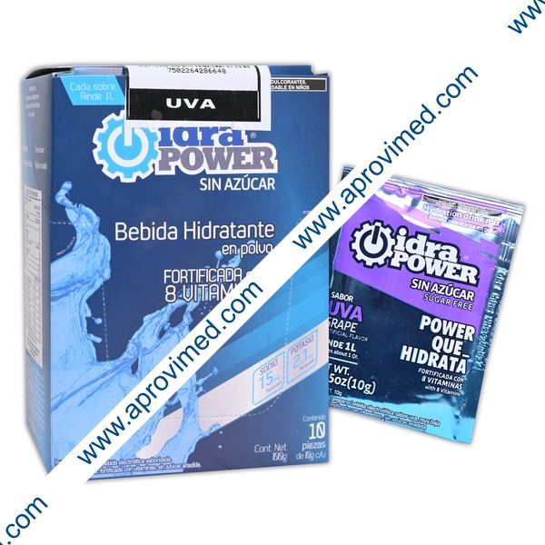 IDRAPOWER Sin Ázucar Sab. UVA CAJA c/10 SOBS. 10 G. p/1 L.