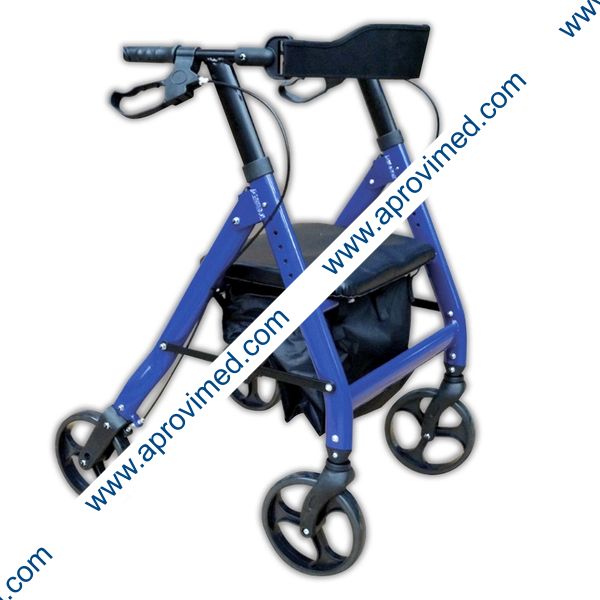 ANDADERA de ALUMINIO ROLLATOR 8" c/CANASTILLA (Eko-Mobility) Col. Azul.