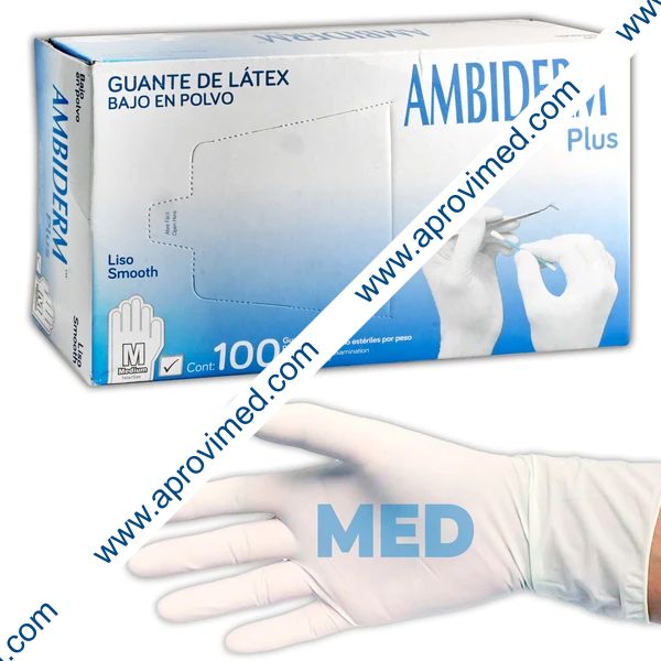 AMBIDERM Plus GUANTE LTX EXPLORACIÓN BLANCO No Estéril MED. c/100 Pzs.
