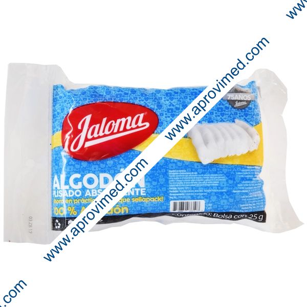 ALGODON ABSORBENTE PLISADO (Jaloma) Bolsa c/ 25 G.