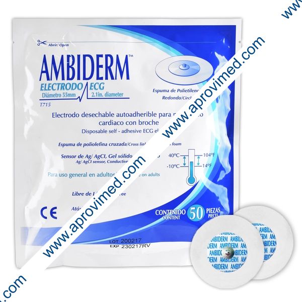 ELECTRODO ECG T715 Espuma/Redondo (Ambiderm) Adulto Paq. c/50 Pzs.
