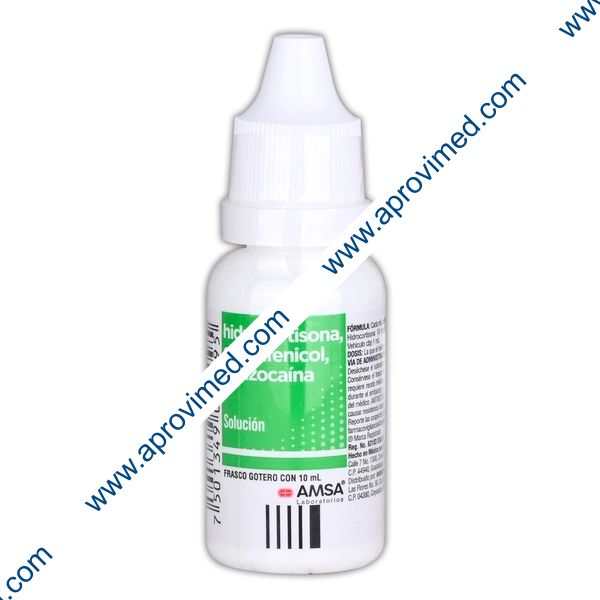 HIDROCNA/CLORANF/BENZOCNA. SOL. ÓTICA Fco. Got. 10 ML. 10-25-20 MG/1 ML.