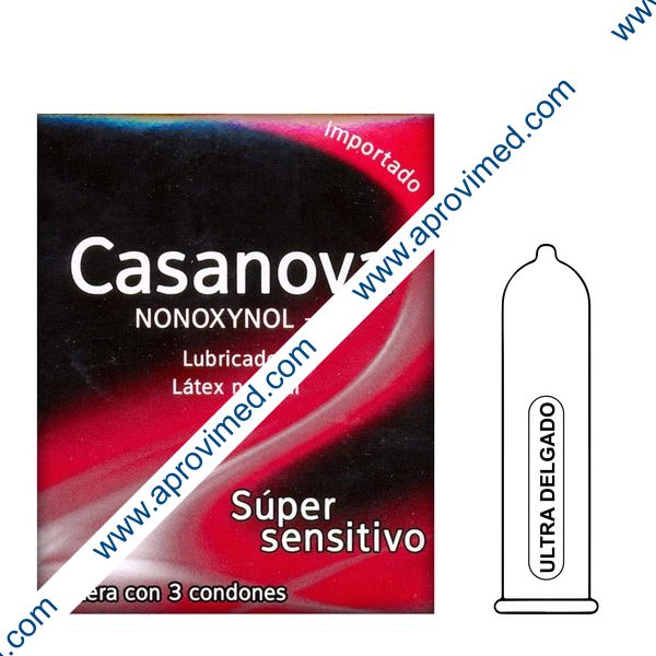 CASANOVA c/NONOXYNOL-9 Súper Sensitivo Blister c/3 CONDS.