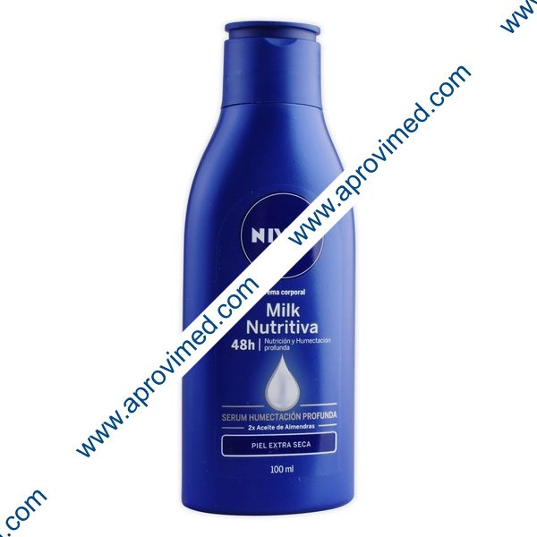NIVEA Milk Nutritiva 48H Crema Corporal PIEL EXTRA SECA 100 ML.