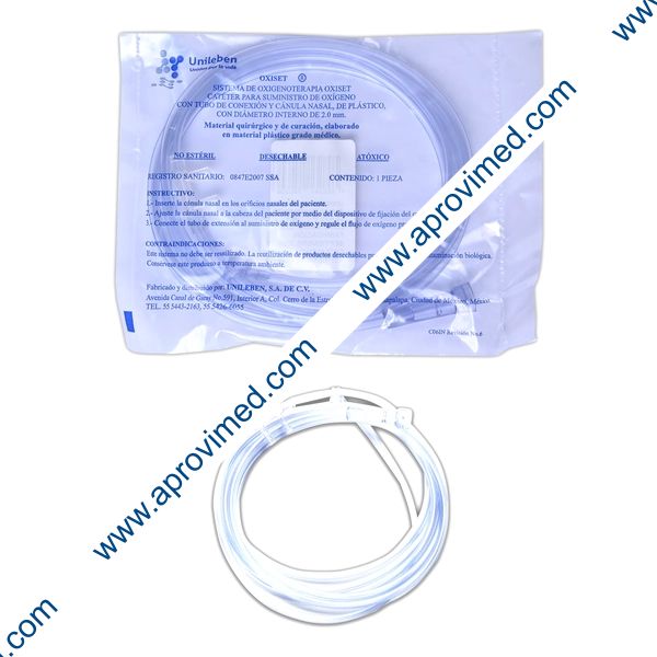 CÁNULA NASAL DE PLÁSTICO PARA OXÍGENO (Oxiset) Adulto c/1 Pza.