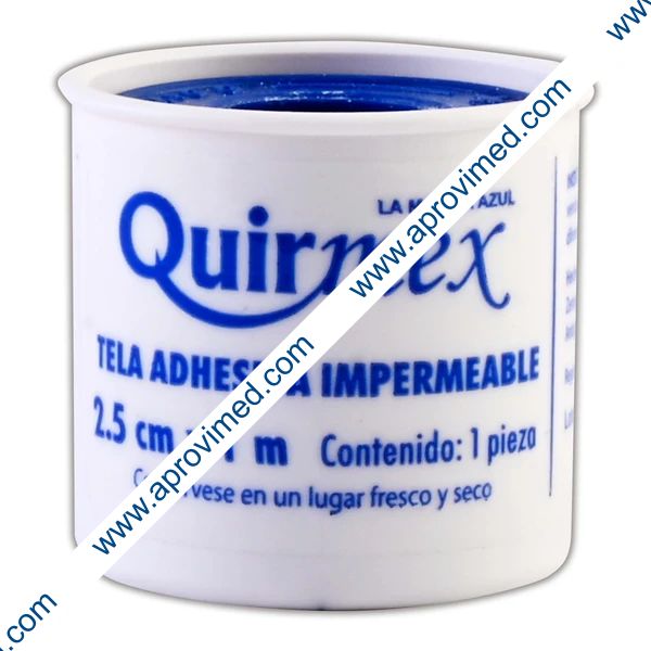 TELA ADHESIVA IMPERMEABLE (Quirmex) Carrete A: 2.5cm; L: 1m. c/1 Pza.