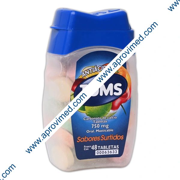 TUMS Fco. c/48 TABS. MASTICABLES Sabs. Surts. 750 MG.