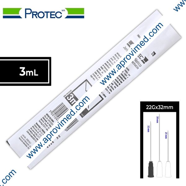 JERINGA  3 mL. (Protec) c/AGUJA 22Gx32mm. c/1 Pza.