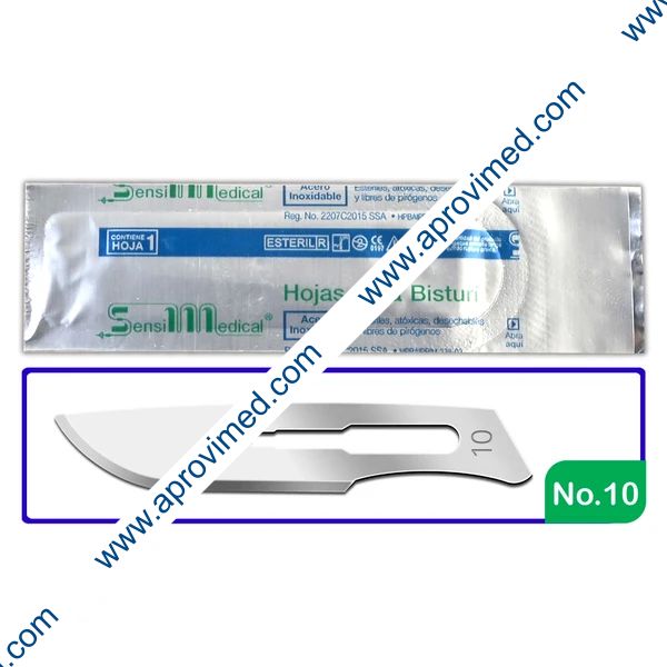 HOJA PARA BISTURÍ Acero Inoxidable (SensiMedical) No. 10 c/1 Pza.