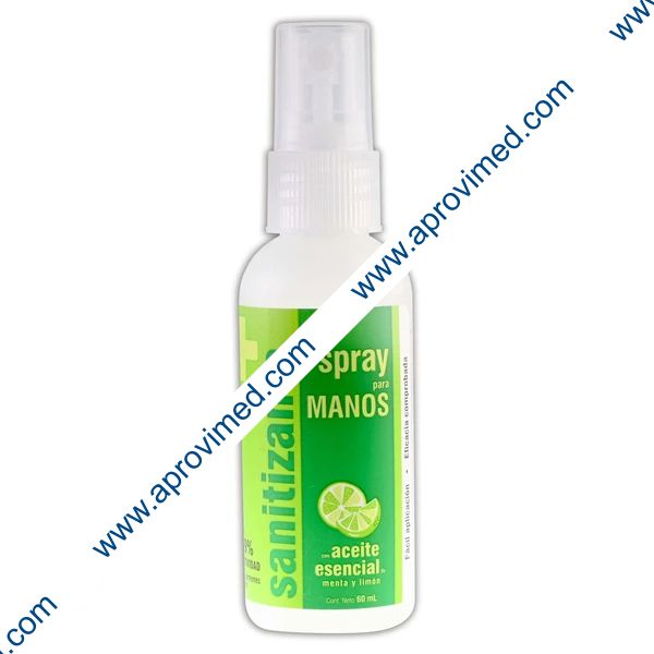 SANITIZANTE SPRAY p/MANOS "MENTA LIMÓN" Fco. c/60 ML.