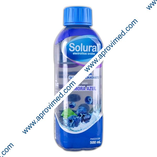 SOLURAL Suero Rehidratante SABOR MORA AZUL 500 ML.