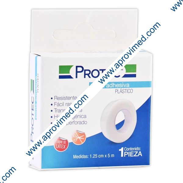 CINTA ADHESIVA PLÁSTICO (Protec) Rollo A: 1.25cm (1/2"); L: 5m. Caja c/1 Pza.