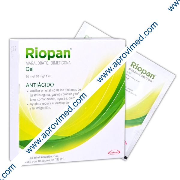 RIOPAN GEL Cja. c/10 SOBRES 10 ML. 80-10 MG/1 ML.