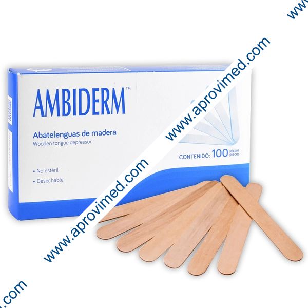 ABATELENGUAS de MADERA (Ambiderm) Cja. c/100 Pzs.