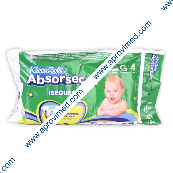 KLEENBEBÉ ABSORSEC ¡SEQUECITO! GRANDE (Etapa 4 / 9-12 Kg.) c/ 3 Pzs.