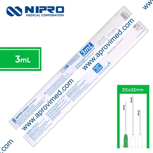 JERINGA  3 mL. (Nipro) c/AGUJA 21Gx32mm. c/1 Pza.