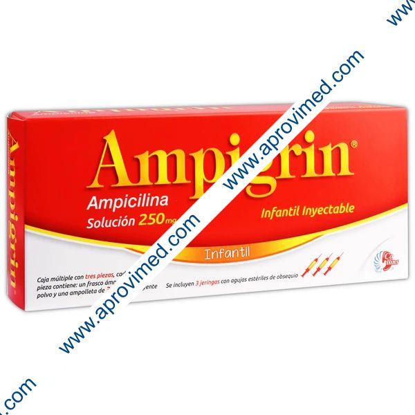 AMPIGRIN Infantil Sol. Iny. c/3 FCO. AMP. 250 MG. y 3 Jeringas.