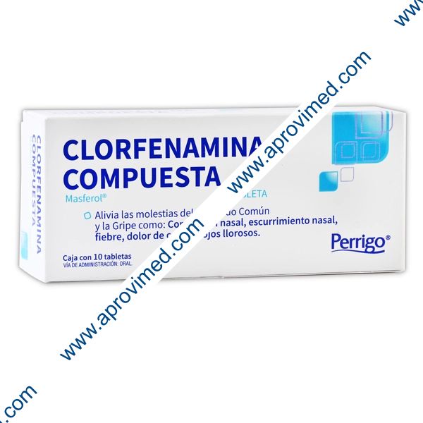 CLORFENAMINA COMPUESTA (Perrigo) c/10 TABS. 500/25/5/4 MG.