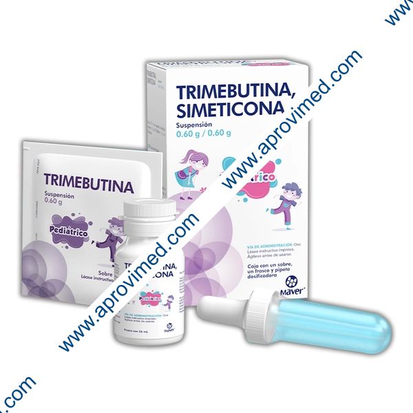 TRIMEBUTINA/SIMETICONA (Maver) SUSP. Pediátrico Fco. 26 ML. 0.60 G/0.60 G.