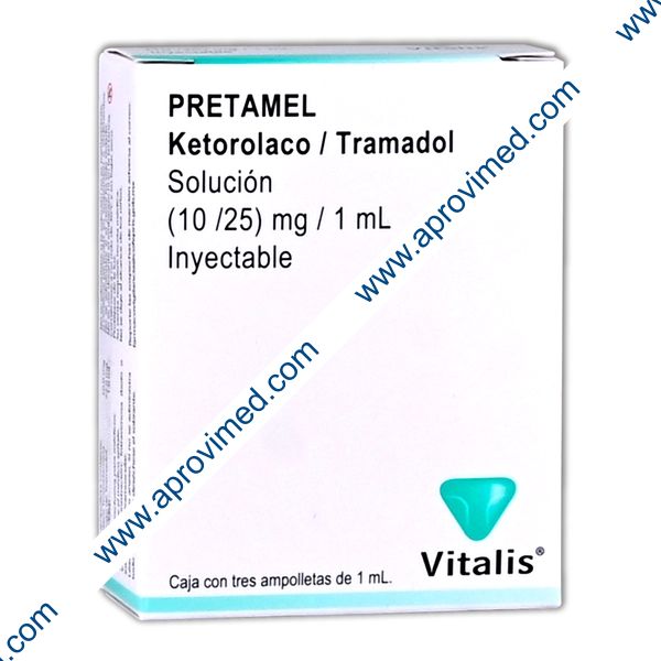 PRETAMEL Sol. Iny. c/3 AMPTAS. 10-25 MG/1 ML.
